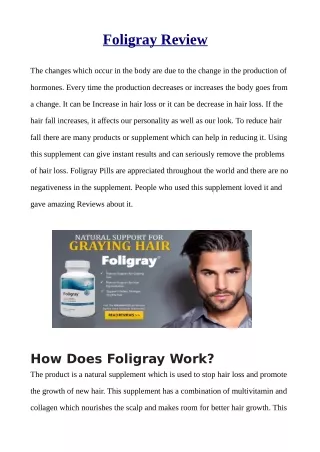 Foligray:-Reviews,Benefits, Side Effects & WHERE TO BUY NOW?