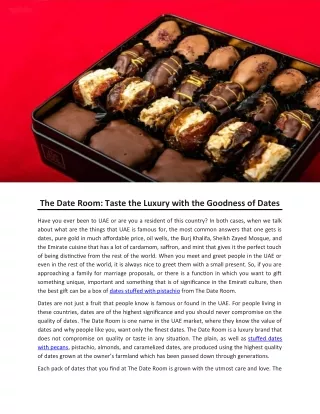 The Date Room: Taste the Luxury with the Goodness of Dates