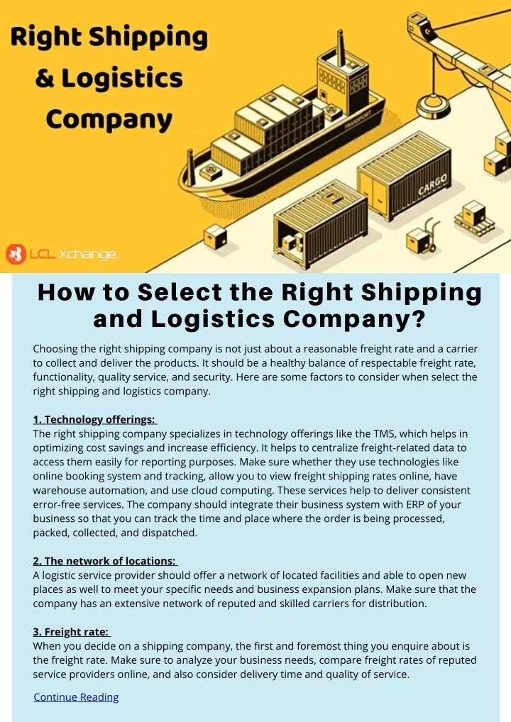 how to select the right shipping and logistics