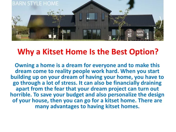 why a kitset home is the best option