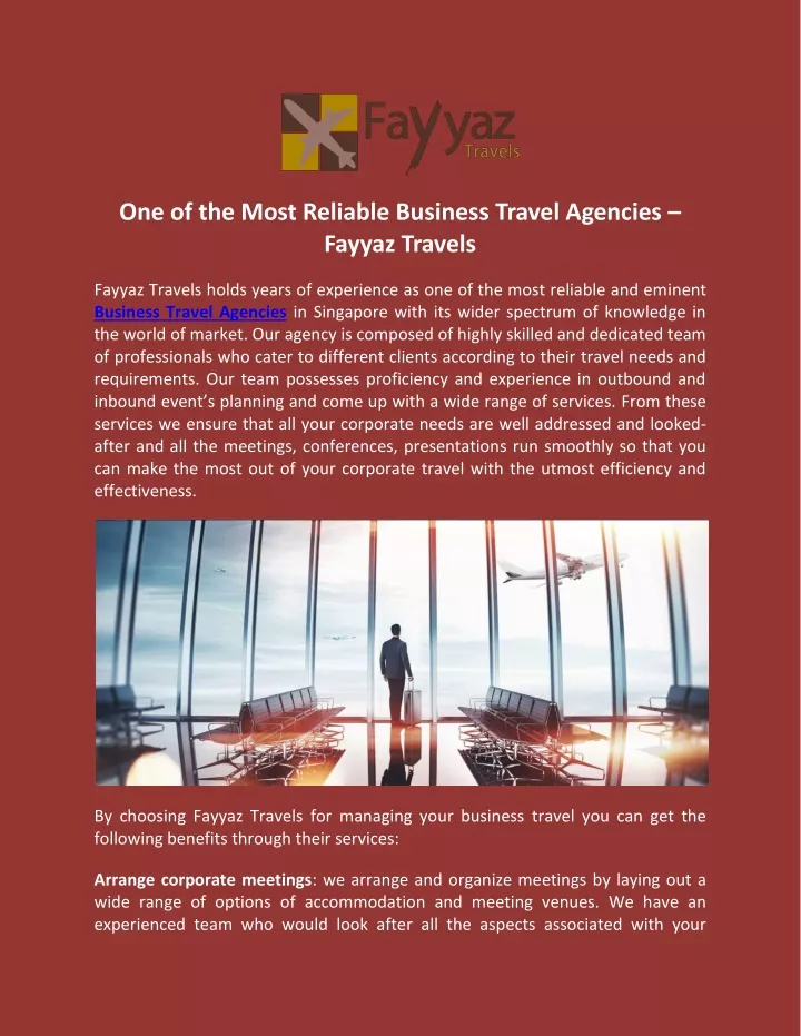 one of the most reliable business travel agencies