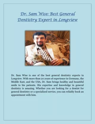 Dr. Sam Wise: Best General Dentistry Expert in Longview