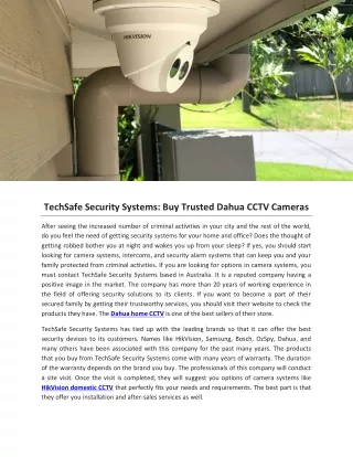 TechSafe Security Systems: Buy Trusted Dahua CCTV Cameras