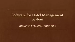 Software for Hotel Management System | Yashraj Software