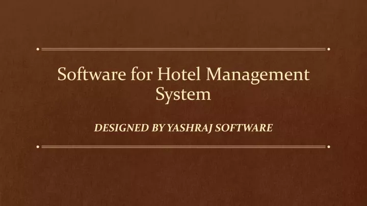 software for hotel management system