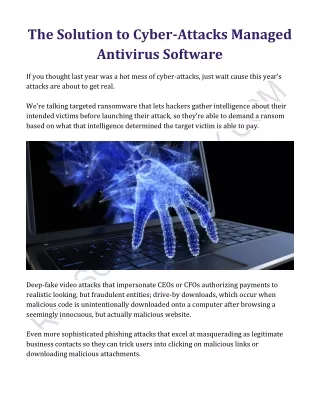 the solution to cyber attacks managed antivirus