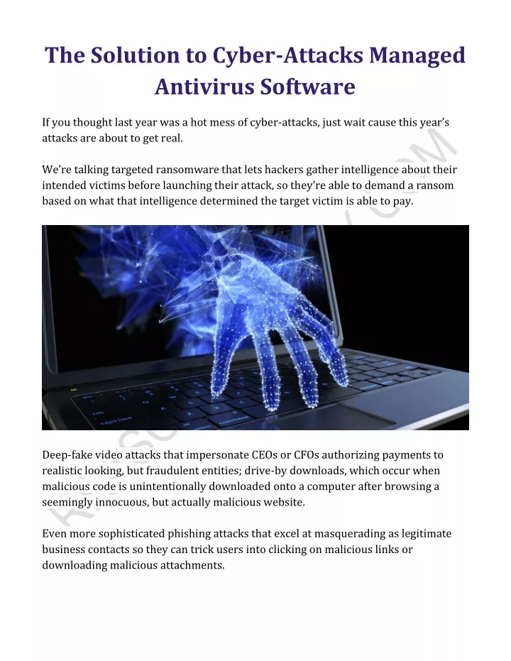 the solution to cyber attacks managed antivirus