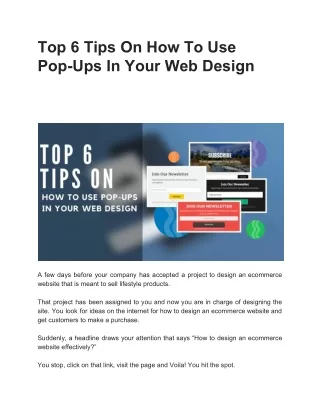 top 6 tips on how to use pop ups in your