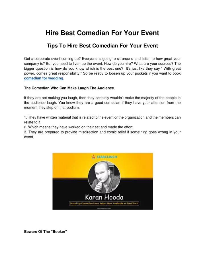 hire best comedian for your event