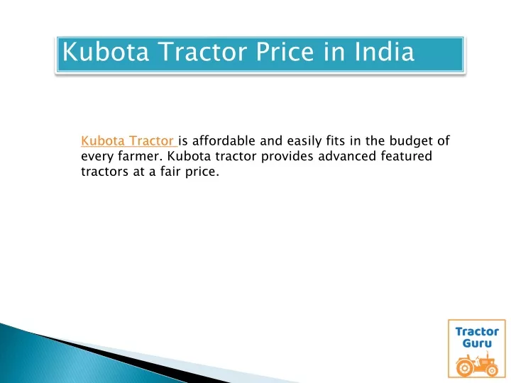 kubota tractor price in india