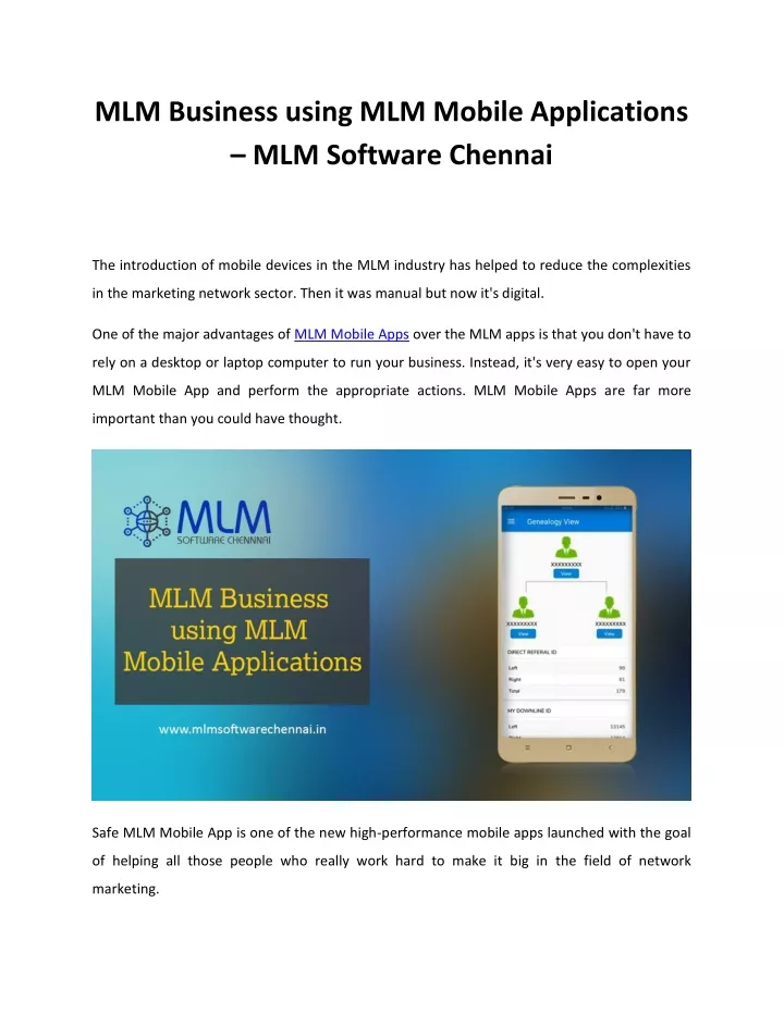 mlm business using mlm mobile applications