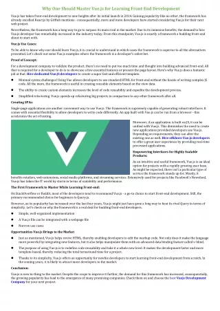 why one should master vue js for learning front