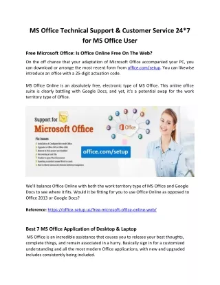 MS Office Technical Support & Customer Service 24*7 - Office.com/setup