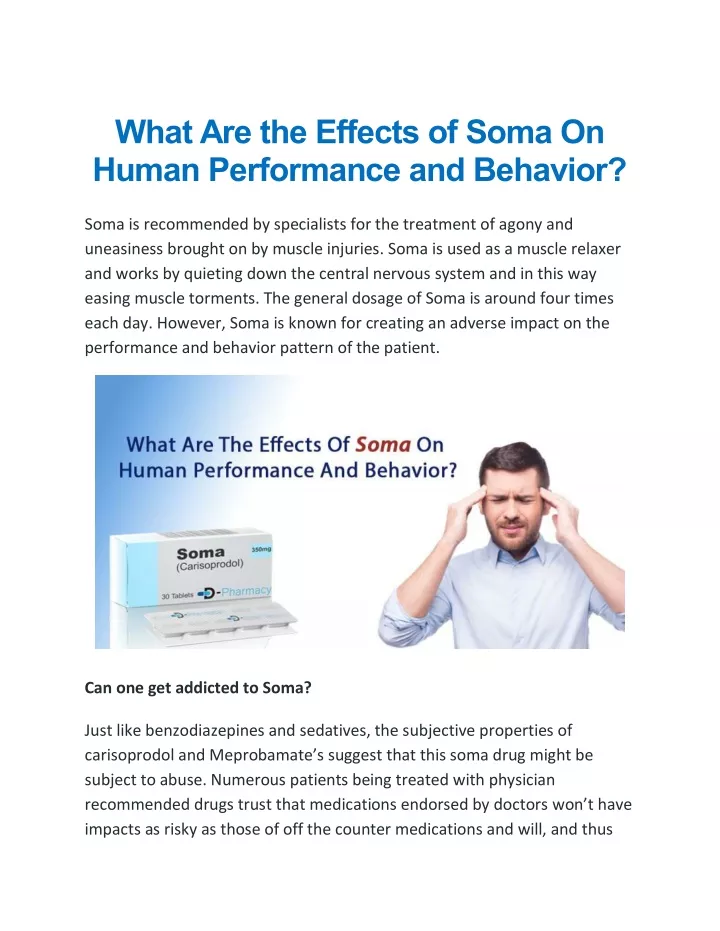 what are the effects of soma on human performance