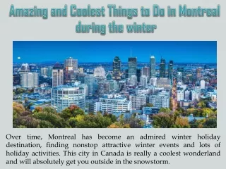 Amazing and Coolest Things to Do in Montreal during the winter