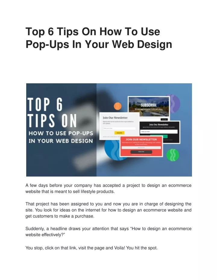 top 6 tips on how to use pop ups in your web design