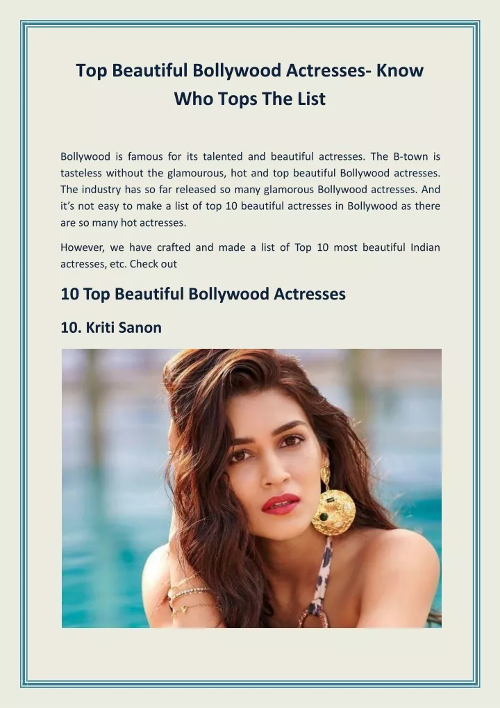 top beautiful bollywood actresses know who tops the list