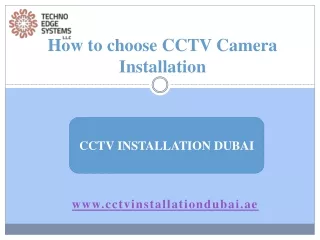 how to choose cctv camera installation