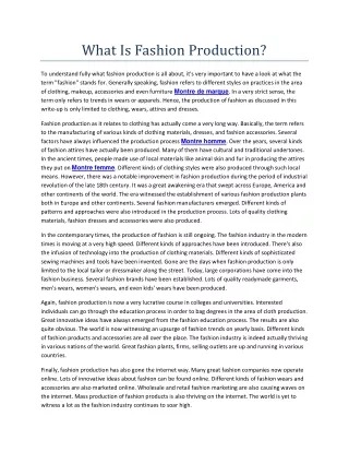 what is fashion production