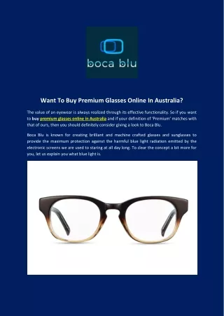 Want To Buy Premium Glasses Online In Australia?