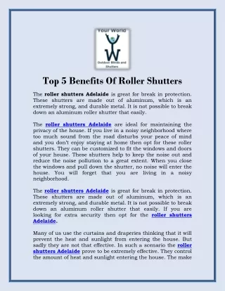 top 5 benefits of roller shutters the roller