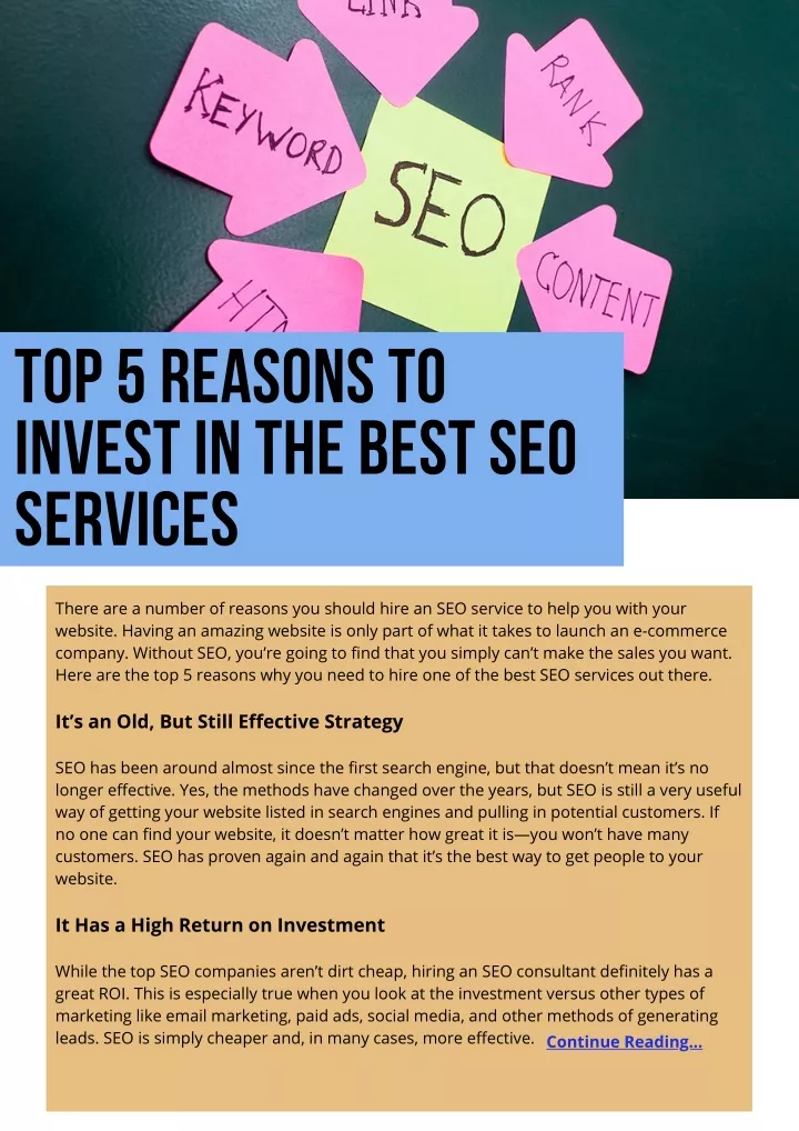 top 5 reasons to invest in the best seo services