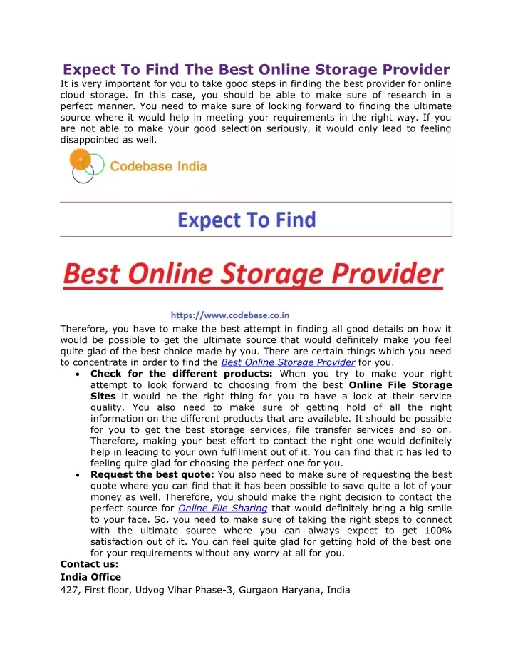 expect to find the best online storage provider