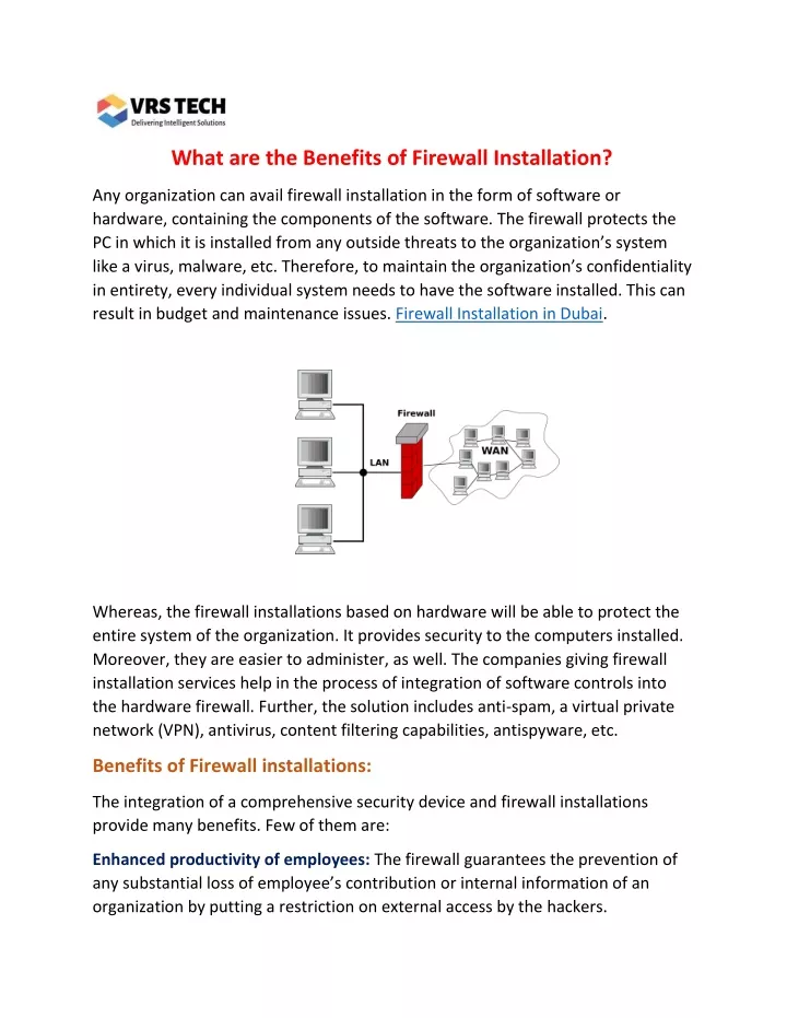 what are the benefits of firewall installation