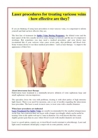 laser procedures for treating varicose veins