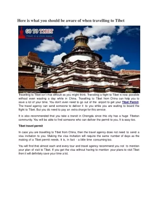 Here is what you should be aware of  when travelling to tibet