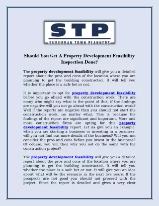 should you get a property development feasibility