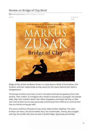 Review on Bridge of Clay Book