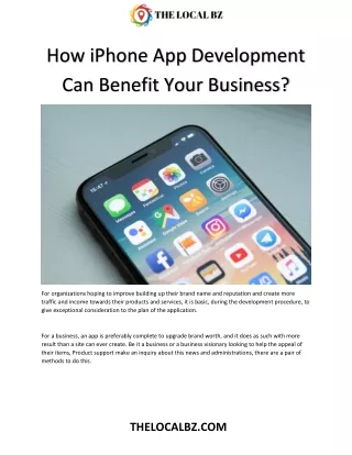 How iPhone App Development Can Benefit Your Business?
