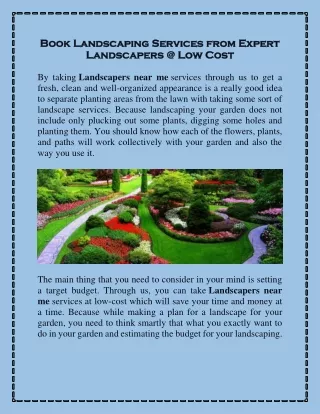Book Landscaping Services from Expert Landscapers @ Low-Cost