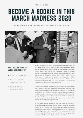 Per Head BSS: Become a Bookie In This March Madness 2020