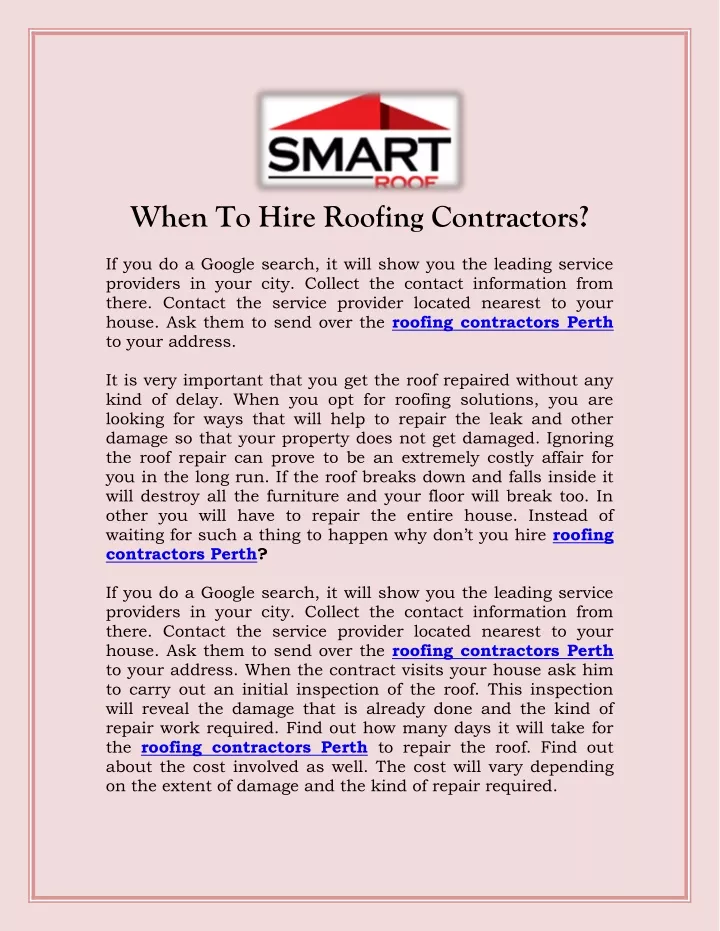 when to hire roofing contractors
