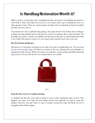 Is Handbag Restoration Worth it?
