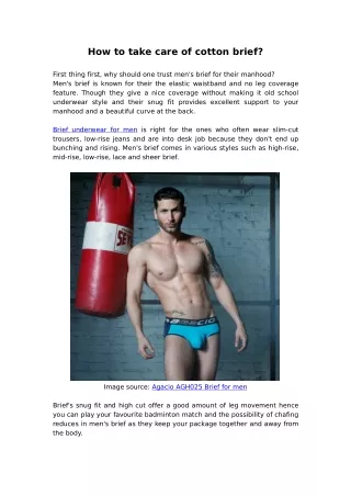 how to take care of cotton brief