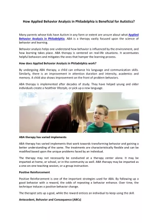 how applied behavior analysis in philadelphia