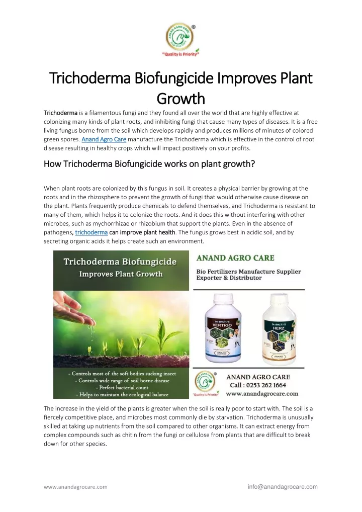biofungicide improves plant improves plant growth