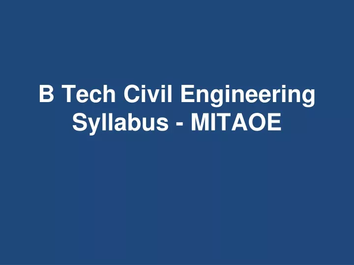 b tech civil engineering syllabus mitaoe