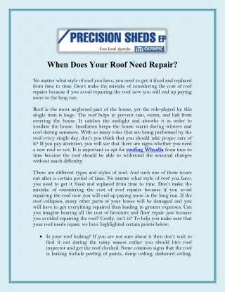 when does your roof need repair no matter what