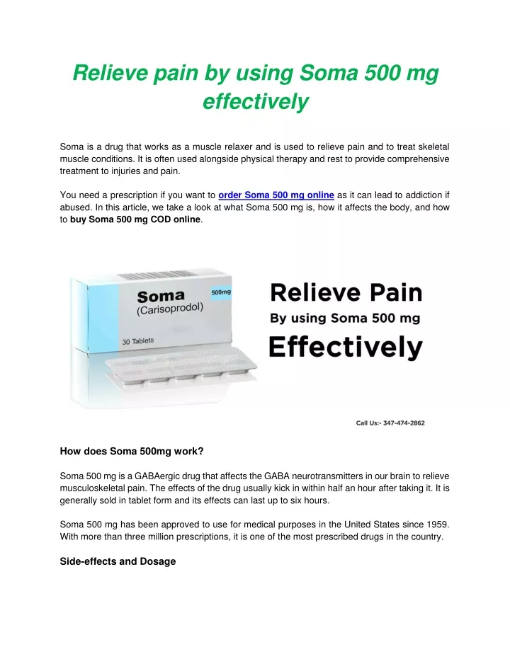 relieve pain by using soma 500 mg effectively