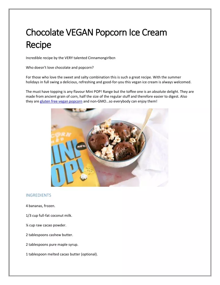 chocolate vegan popcorn ice cream chocolate vegan