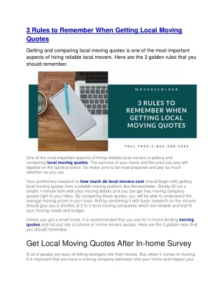 3 rules to remember when getting local moving