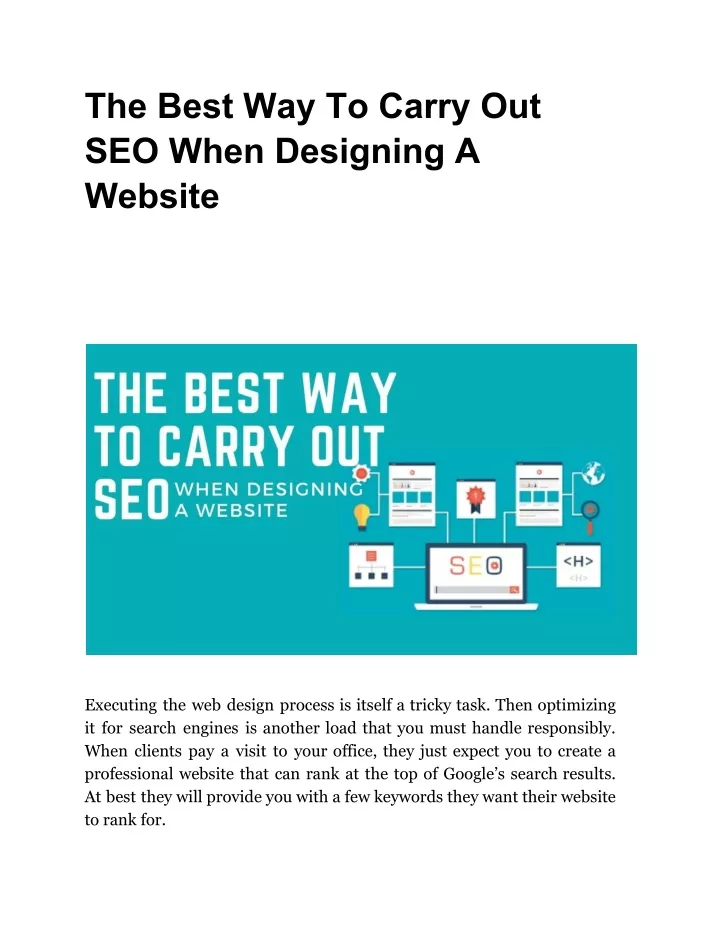 the best way to carry out seo when designing
