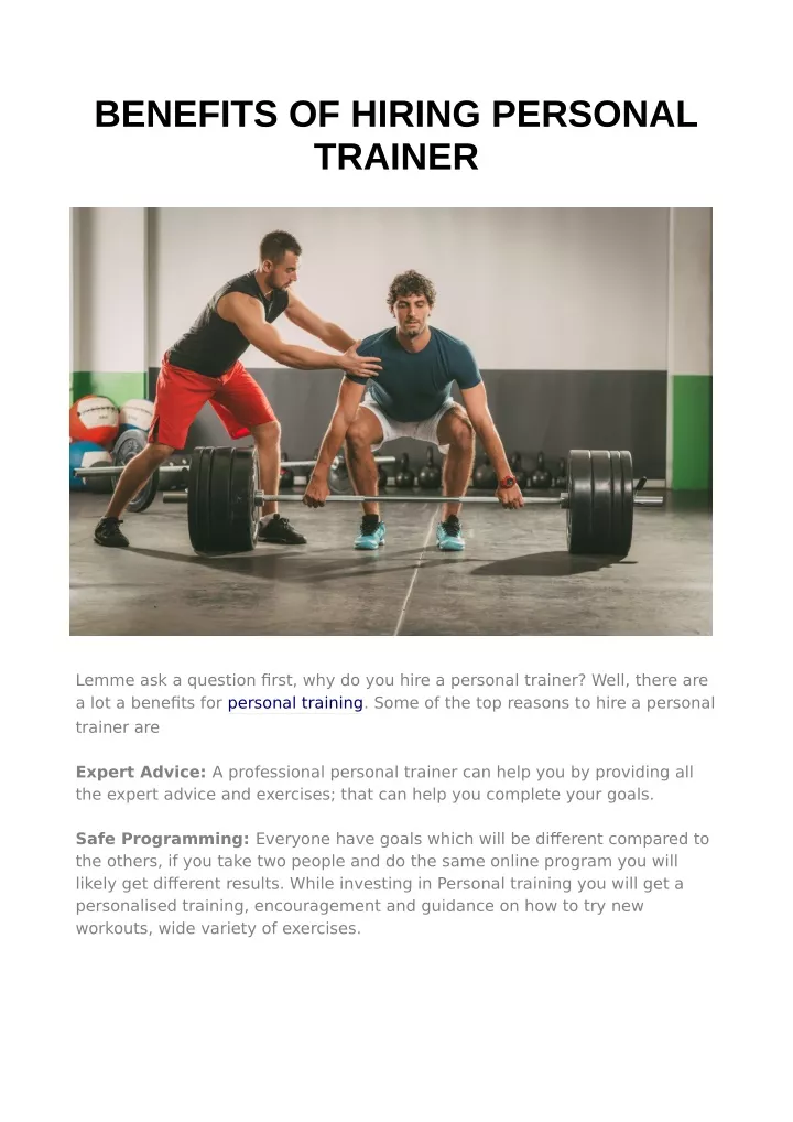 benefits of hiring personal trainer