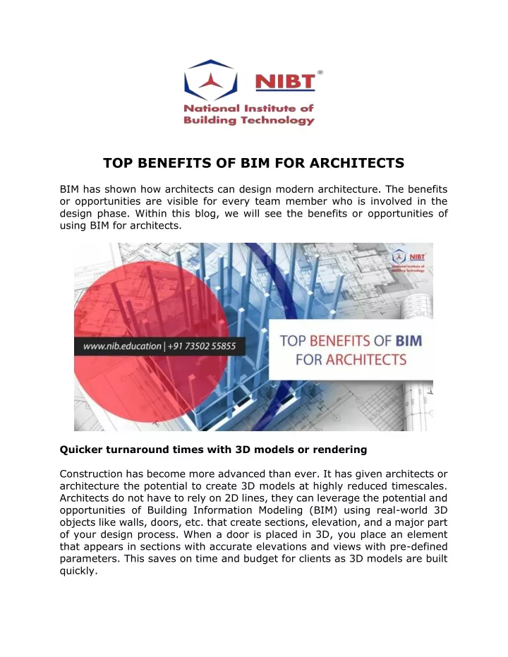 top benefits of bim for architects