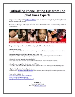 Enthralling Phone Dating Tips from Top Chat Lines Experts