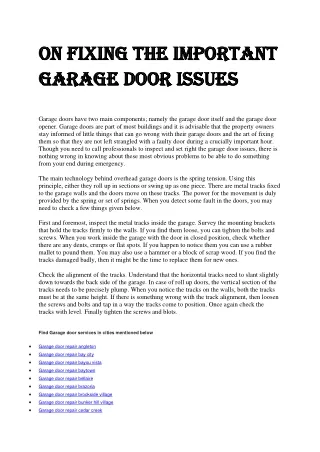 On Fixing The Important Garage Door Issues